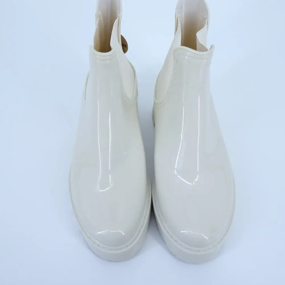 STEVE MADDEN Sahara Rain Boot Bone White Platform Pull On Waterproof Women's 9